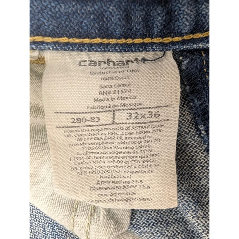 Carhartt Men's FR Flame Resistant Jeans 32x36 Blue Cotton Straight Fit NFPA 2112